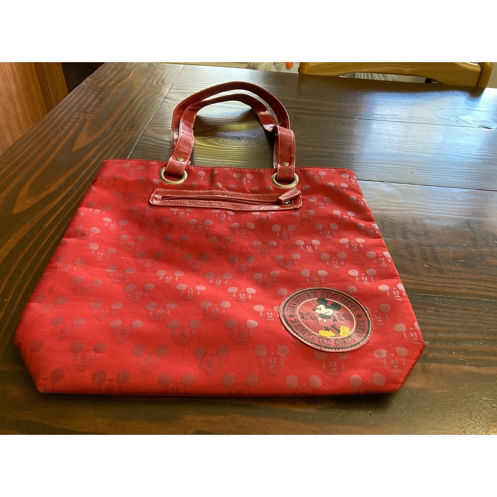 Disney FAB Starpoint Mickey Mouse All Over Face‎ Red Handbag Tote Bag Travel
